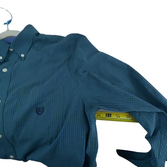 Chaps Mens Green Plaid Button-Down Shirt M Tall Long Sleeve Cotton Blend Easy Ca - Picture 9 of 11